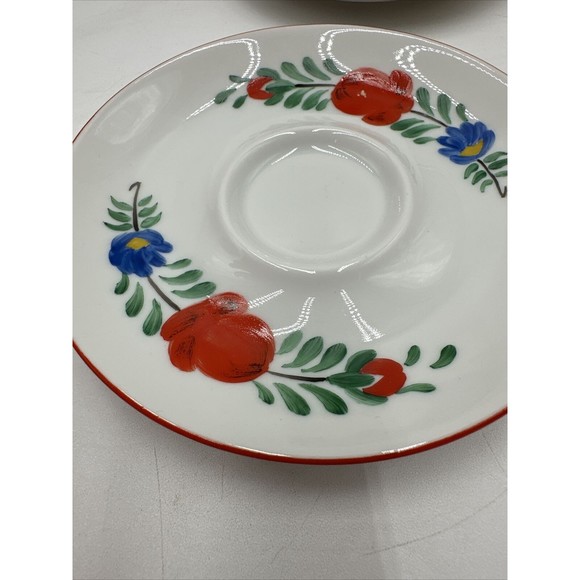 Set Of 5 Rare Kalocsa Espresso Demitasse Cups And Saucers Folklor K.F.T. Hungary - Picture 8 of 9